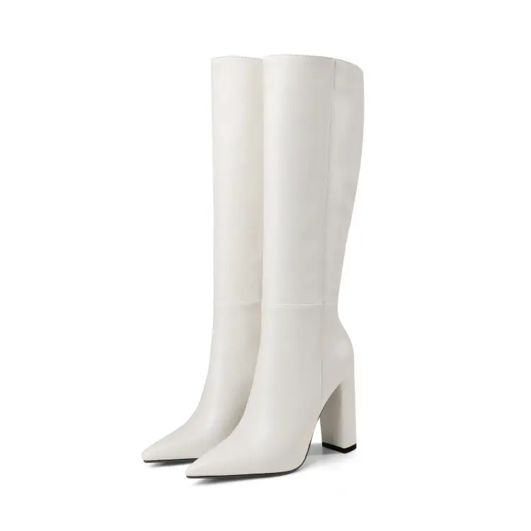 Botas de Tacón Grueso con Punta para Mujer – Otoño e Invierno