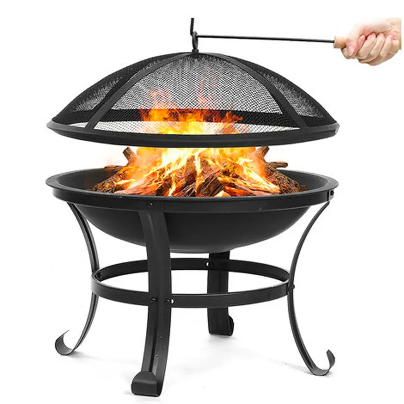 Braciere da giardino nero con coperchio