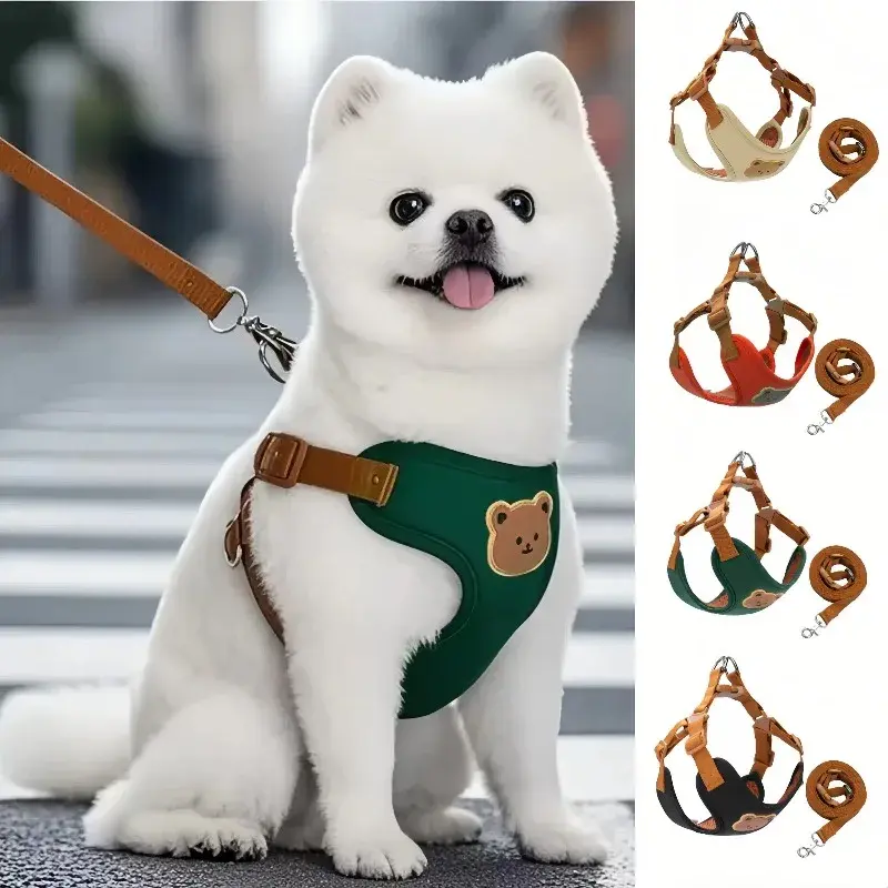 Breathable Dog Harness & Leash Set – Adjustable Vest for Small & Medium Pets