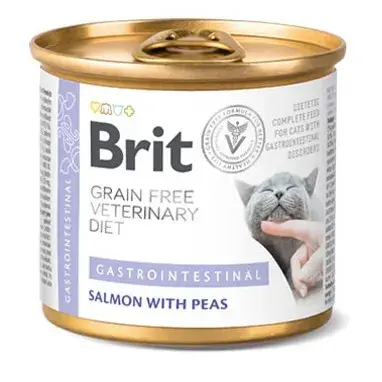 BRIT Grain Free Vet Diets Cat Gastrointestinal | Comida húmeda sin cereales para gatos y gatitos con problemas digestivos – 200 g x 6 unidades