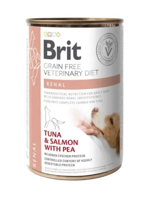 BRIT Grain Free Vet Diets Renal | Comida húmeda para perros 400 g x 6 unidades sin cereales