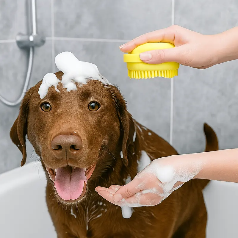 Brosse de bain pour chien cœur