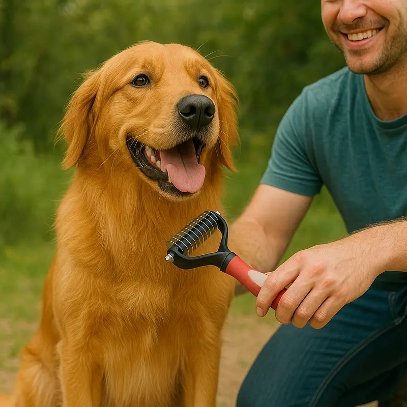 Brosse pour chien poil long Rouge