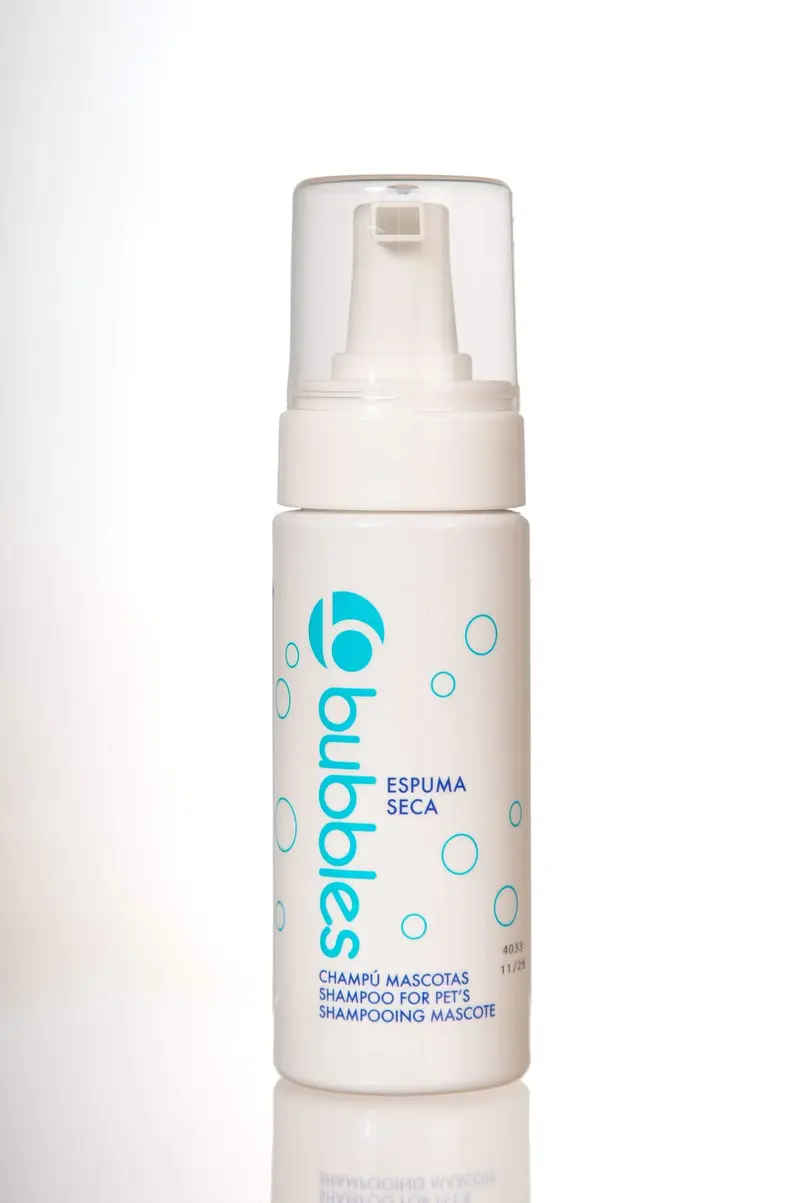 BUBBLES Champú en Espuma Seca para Perros 150 ml | Limpieza Rápida y Efectiva