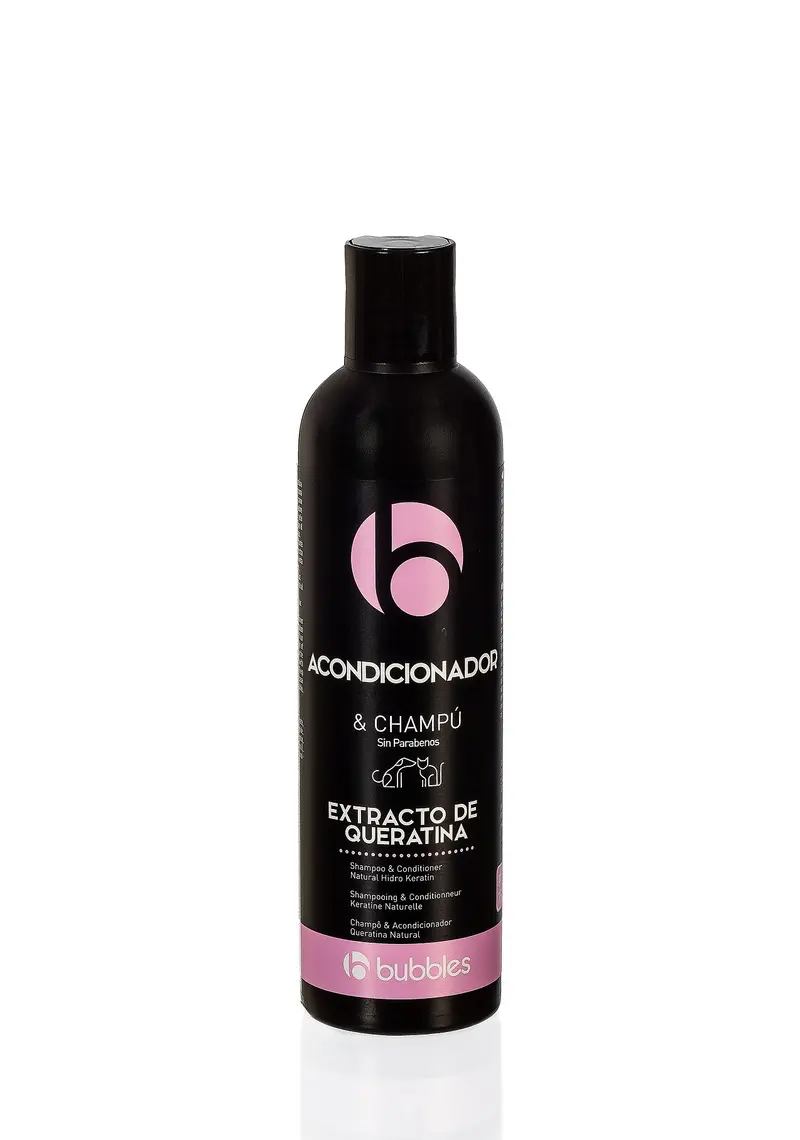 BUBBLES Champú y Acondicionador 2 en 1 con Extracto de Queratina para Perros | Hidroqueratina Natural | Cuidado del Pelaje