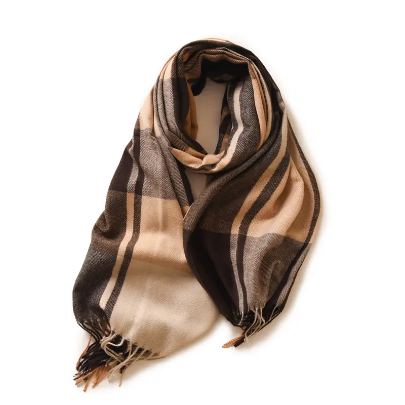 Bufanda gruesa con flecos – Estilo cálido y suave en imitación cashmere