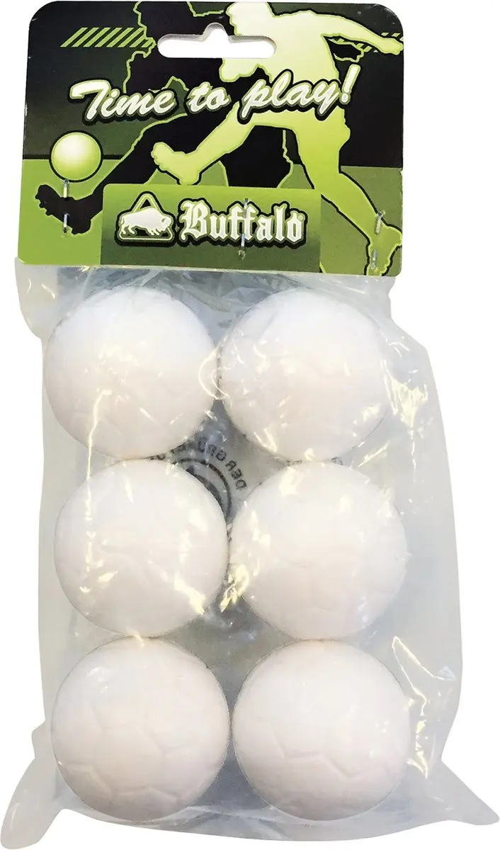 Buffalo tafelvoetbal bal 36 mm profiel wit 6 stuks