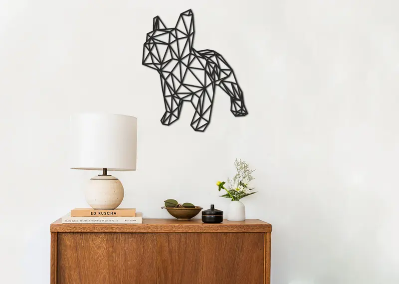 BullDog Frances | Figura geométrica | Decoración pared | Hecha en madera