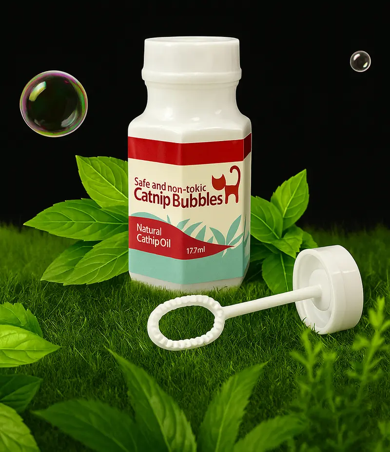 Burbujas de Catnip para Gatos – Spray Interactivo y Seguro de Aceite de Hierba Gatera