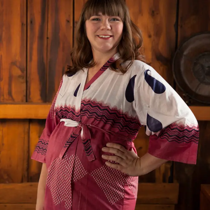 Burgundy Paisley Maternity Hospital Gown