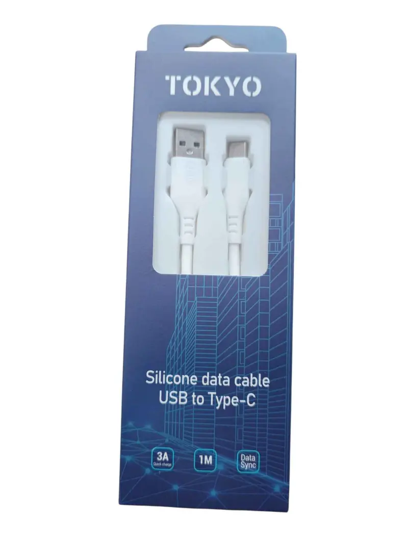 Cable USB a USB-C Tokyo Silicona 1 Metro Carga Rápida 3A Blanco
