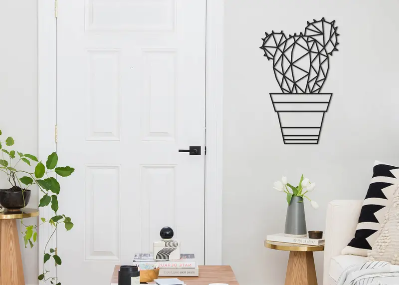 Cactus | Figura geométrica | Decoración pared | Hecha en madera