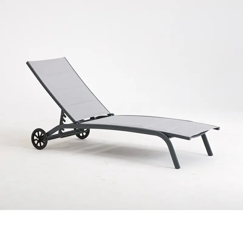 Caddy Bianco/Grigio - Lettino prendisole in alluminio con ruote