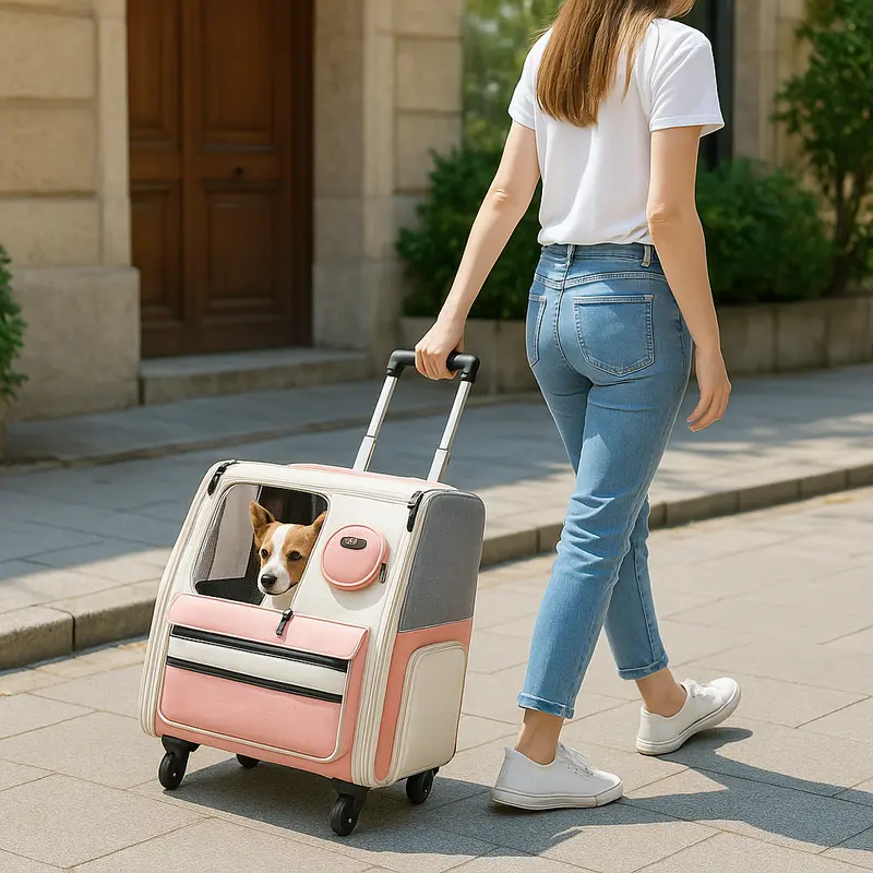 Caisse de transport à roulettes pour chien