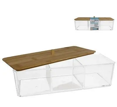 Caja Portatodo Tapadera Bambu 23.5 x 9.5 CM - Bath & Go
