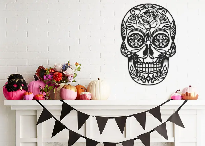 Calavera Mexicana 1 | Calaca | Figura geométrica | Decoración pared | Hecha en madera