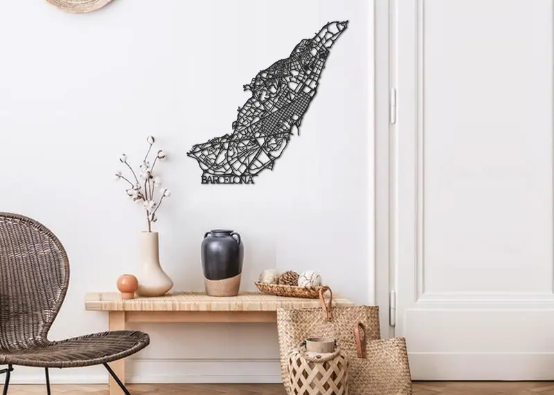 Callejero Barcelona | Figura geométrica | Decoración pared | Hecha en madera