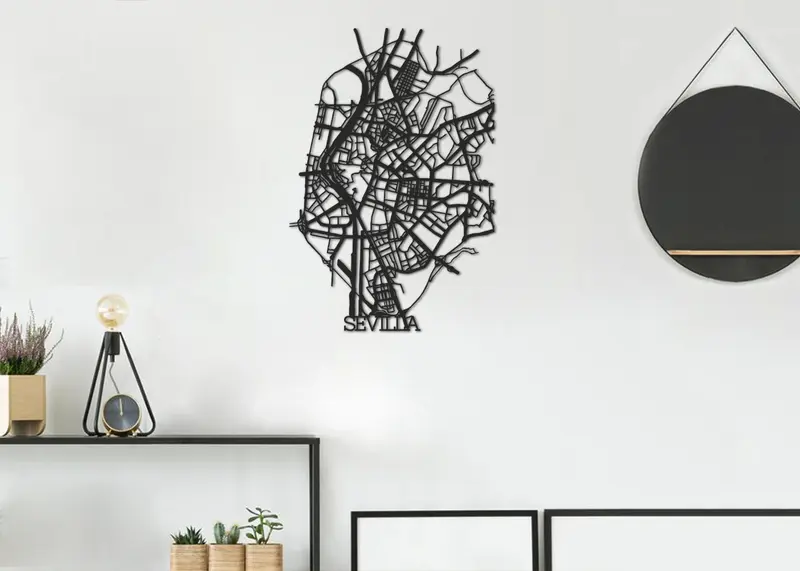 Callejero Sevilla | Figura geométrica | Decoración pared | Hecha en madera