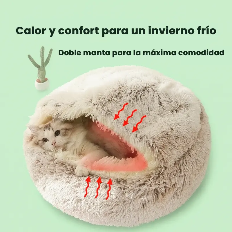 Cama Nido de Peluche para Gatos y Perros Pequeños | Refugio cálido y acogedor para otoño e invierno