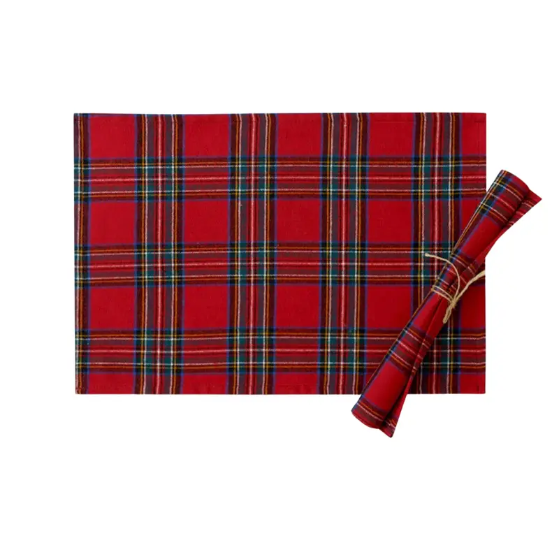 Camino de mesa navideño a cuadros – estilo nórdico con mantel individual