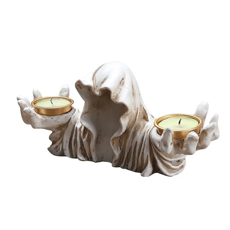 Candelabro Decorativo Gato Mágico – Adorno de Mesa en Resina para Halloween