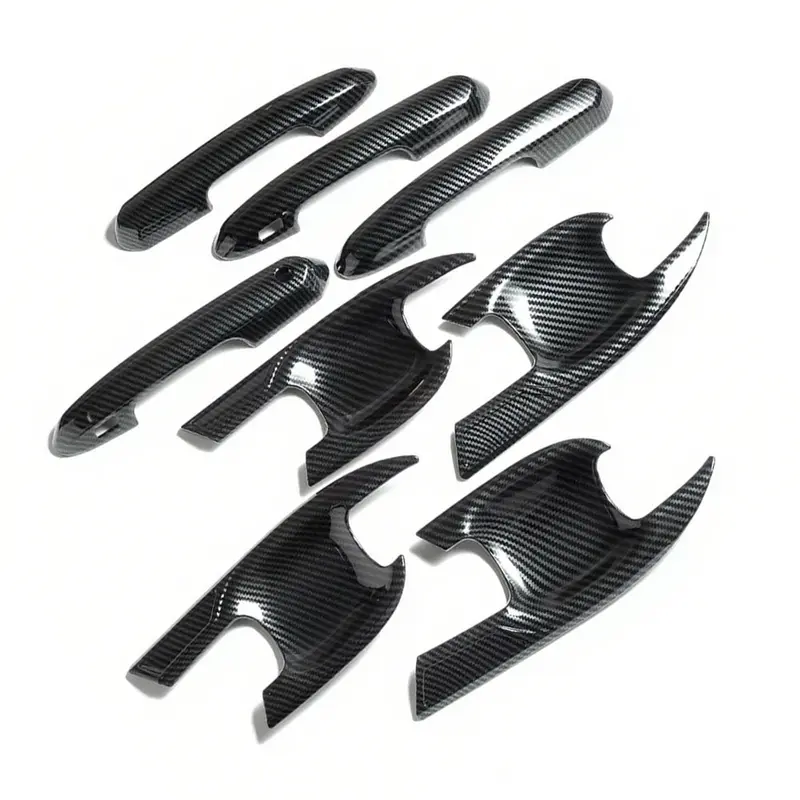Carbon Fiber Look Door Handle Bowl Strip Covers Suitable for Toyota Kluger 2021–2025