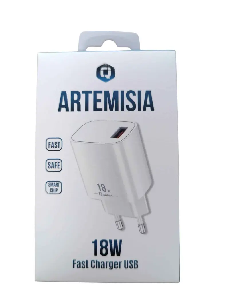 Cargador de Red Qcharz Artemisia 18W USB-A Carga Rápida Blanco