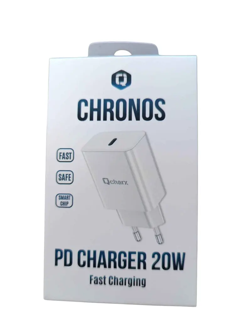 Cargador de Red Qcharz Chronos PD 20W USB-C Carga Rápida Blanco
