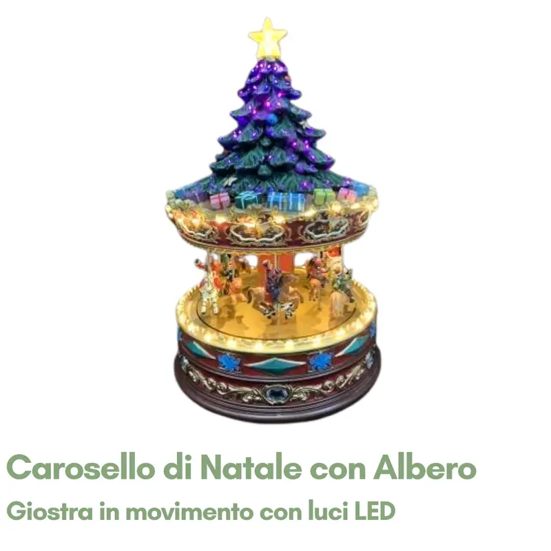 Carosello di Natale con Albero e Luci LED