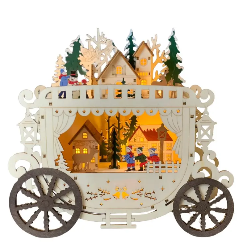 Carrozza con scena natalizia in legno