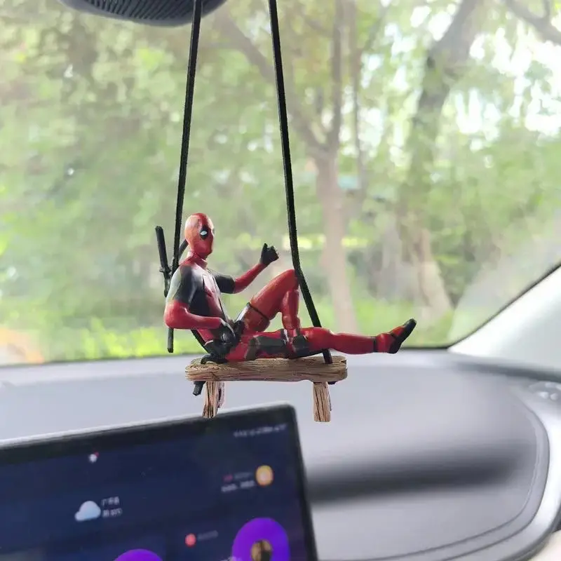Cartoon Deadpool Car Mirror Pendant Decor