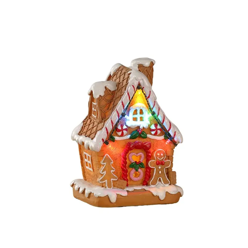 Casa candy natalizia con LED 17 cm a batteria