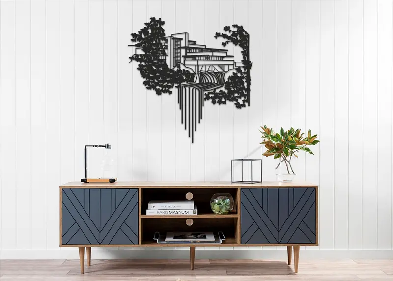 Casa de la cascada | Figura geométrica | Decoración pared | Hecha en madera