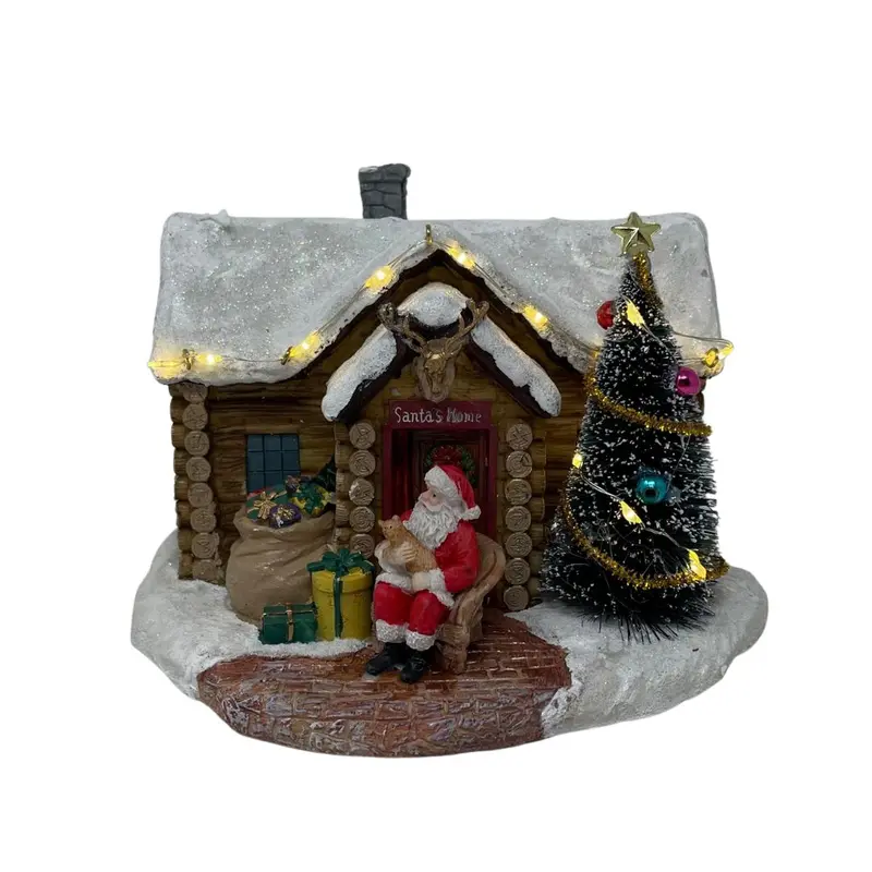 Casa di Babbo Natale con LED H12 cm