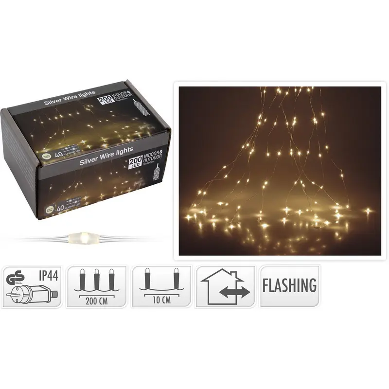 Cascata LED Bianco Caldo Cavo Metal Uso ESTERNO