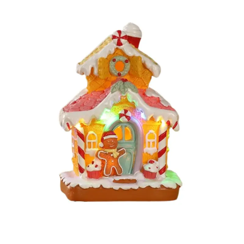 Casetta candy con LED 17 cm decorazione natalizia