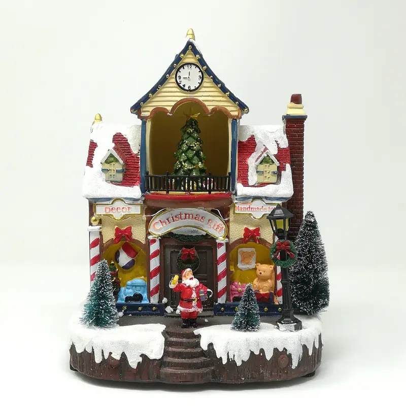Casetta con Babbo Natale - Villaggio di Natale carillon