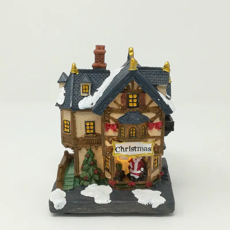 Casetta di Natale illuminata con Babbo Natale a Batteria