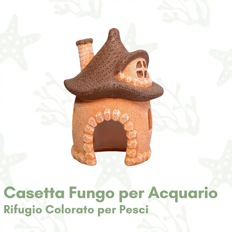 Casetta Fungo per Acquario - Rifugio Colorato per Pesci