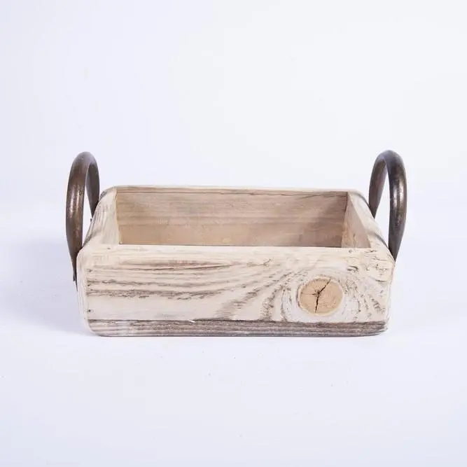 Cassetta con Manici in Metallo 27X17XH8CM in Legno Naturale
