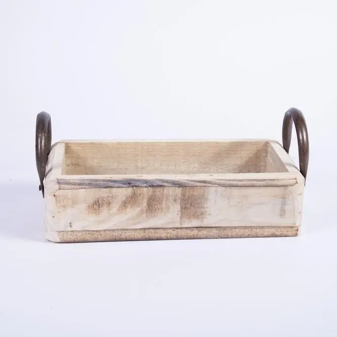 Cassetta con Manici in Metallo 35X17XH15CM in Legno Naturale
