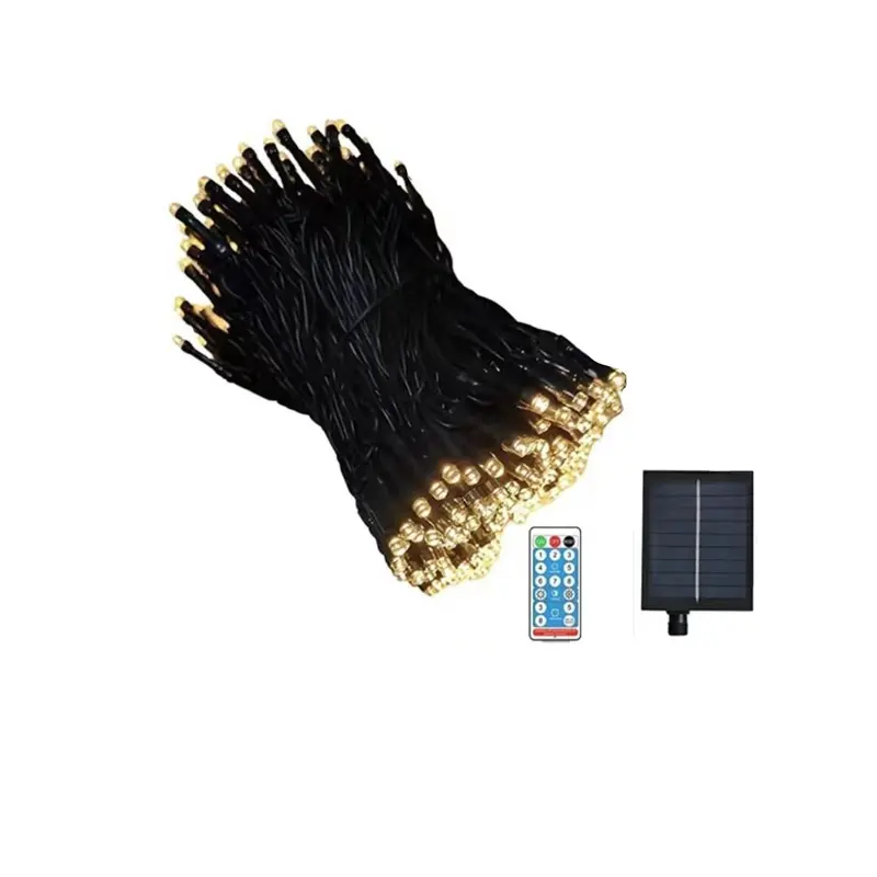 Catena solare 500 LED bianco caldo con telecomando