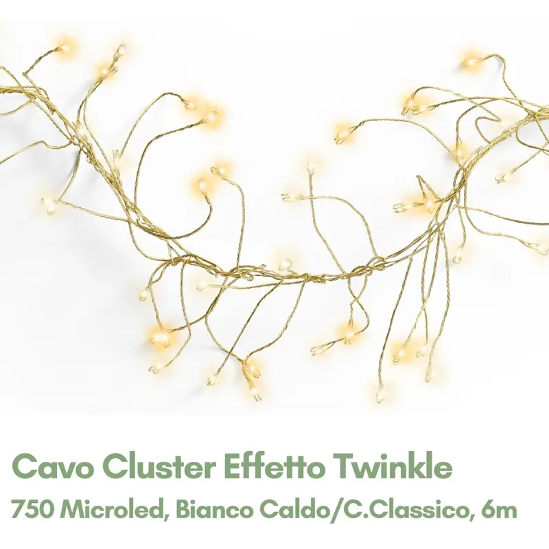 Cavo Cluster Microled Effetto Twinkle Caldo/Caldo Classico 6m