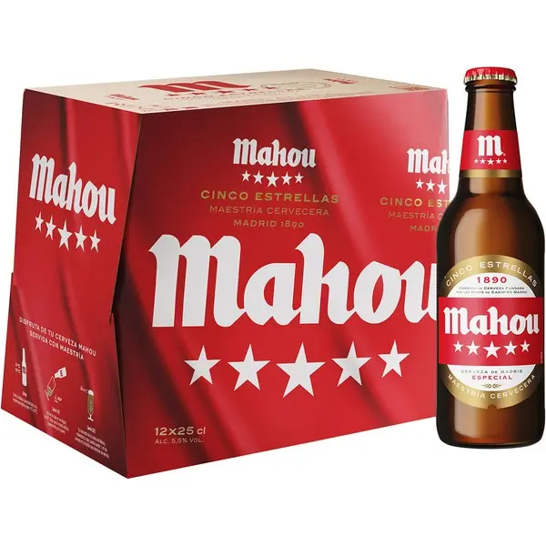 CERVEZA BOTELLIN MAHOU 5 ESTRELAS P.12x25CL
