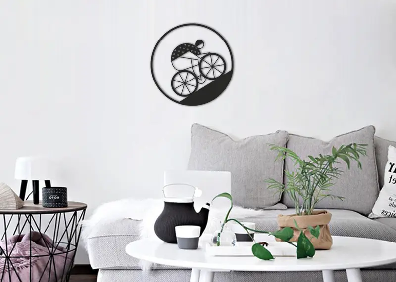 Ciclista | Figura geométrica | Decoración pared | Hecha en madera