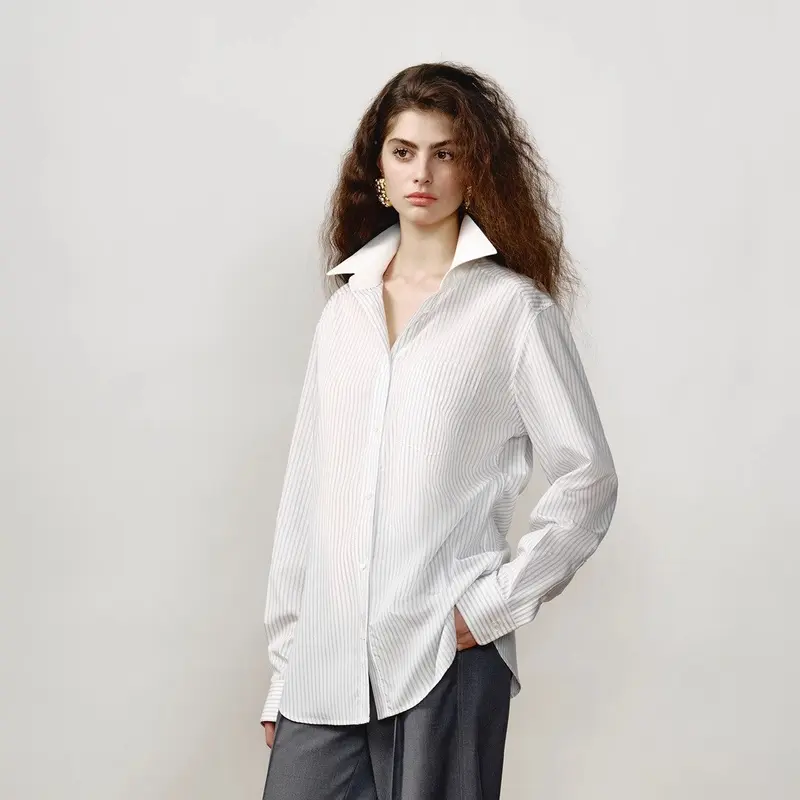 Classic Contrast Stripe Lapel Shirt