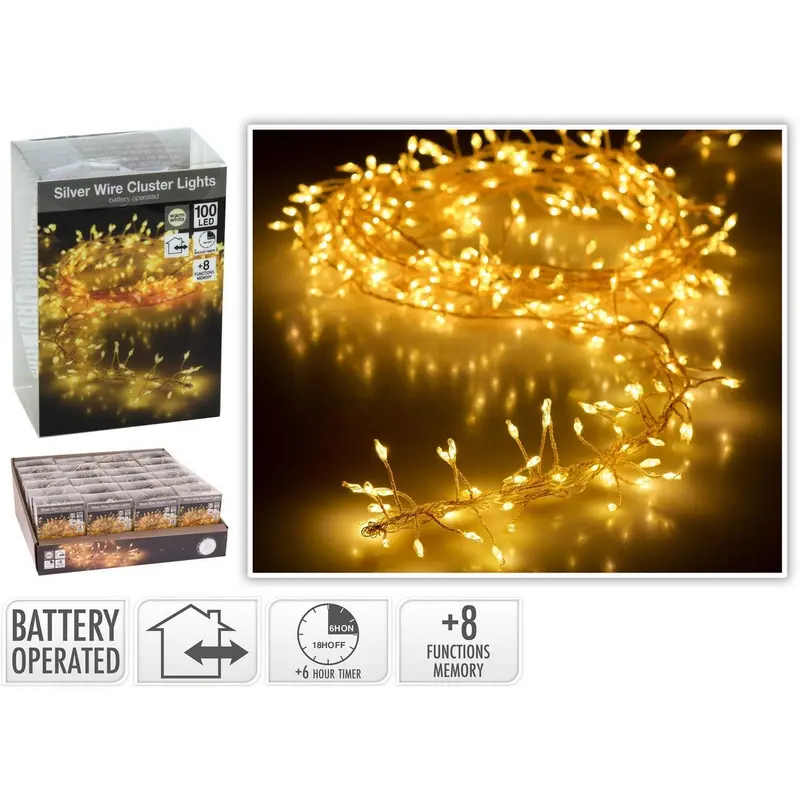 Cluster 100 MicroLED Bianco Caldo Batteria Uso ESTERNO