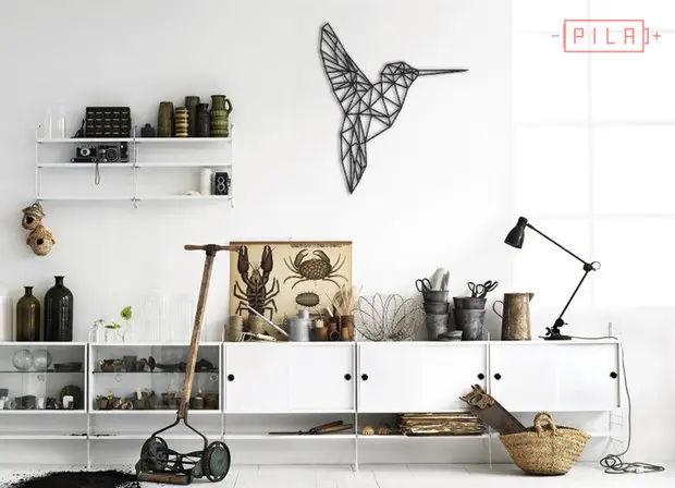 Colibrí | Figura geométrica | Decoración pared | Hecha en madera
