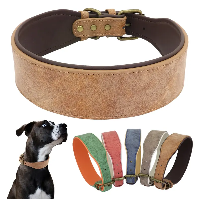 Collar Ancho de Cuero para Perros Grandes