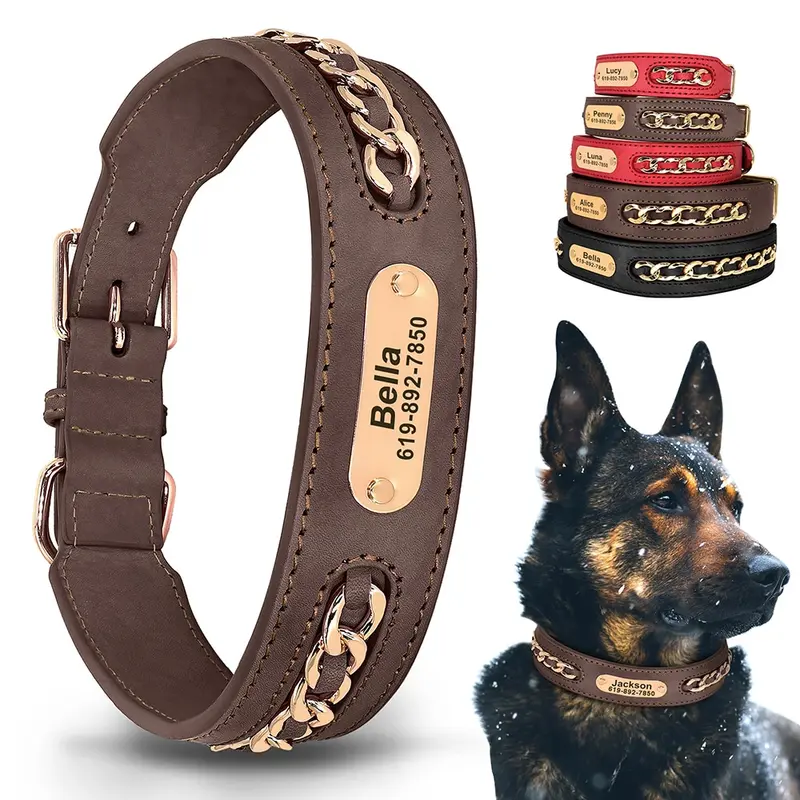 🐾 Collar de Cuero Personalizado – Seguridad y Estilo para tu Perro 🐶